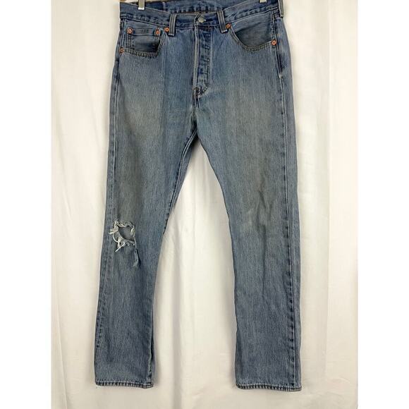 VTG Levi's 501 XX Denim Jeans 33 X 32 Button Fly Straight 90s Red Tab Grunge - Picture 8 of 16
